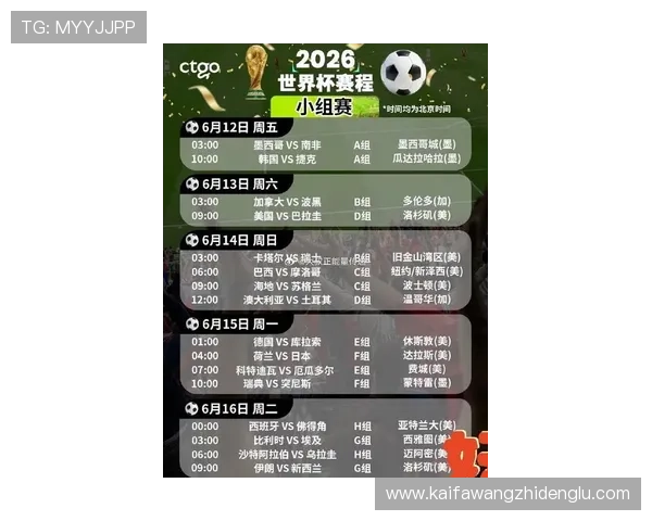 男足世界杯2026亚洲区赛程安排指南，帮助球迷掌握每场比赛的具体时间